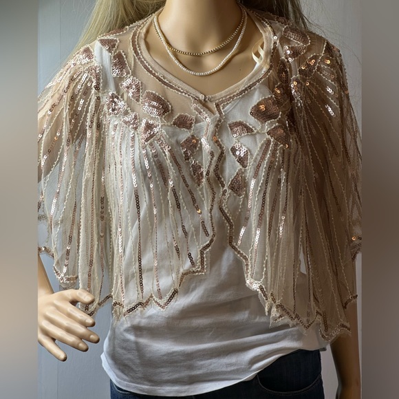Sequin Embellished Fringed Cape - Picture 3 of 7
